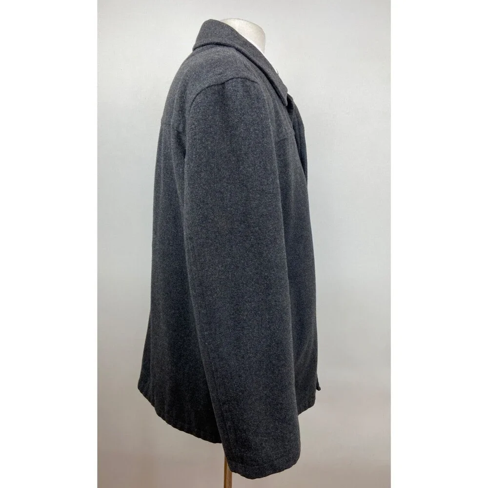J CREW Mens Large Solid Gray Soft Wool Nylon Overcoat Jacket